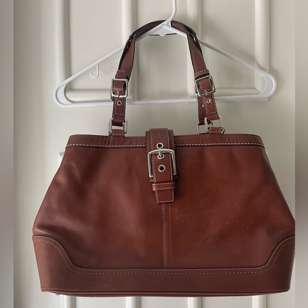 Coach Hampton Brown Leather Shoulder/Satchel Bag - Picture 1 of 15